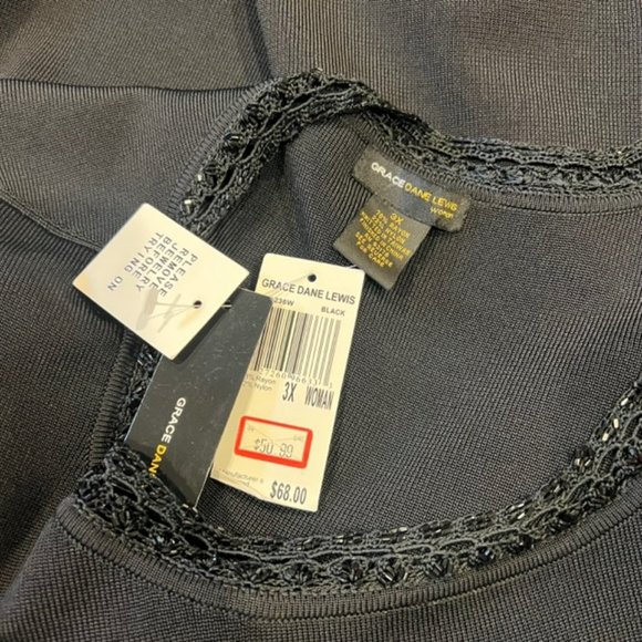 Grace Dane Lewis NWT Black Sleeveless Blouse Size 3X - Picture 9 of 9